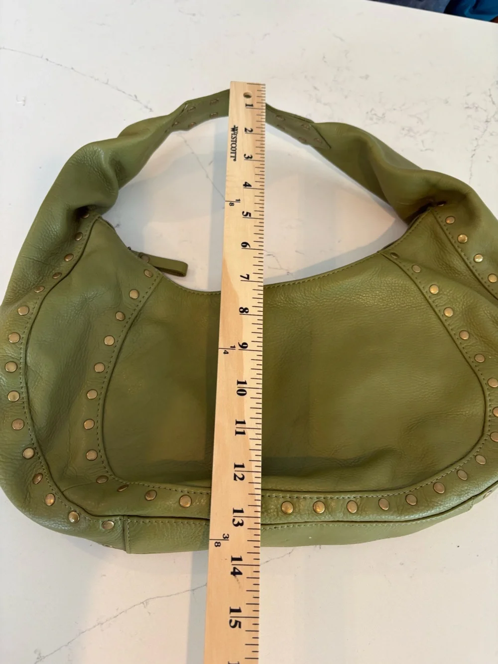 Paradox Olive Green Studded Leather Hobo